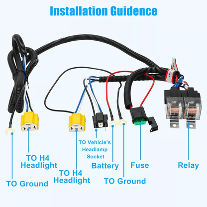 LED Headlight Relay Wiring Harness Kit 2