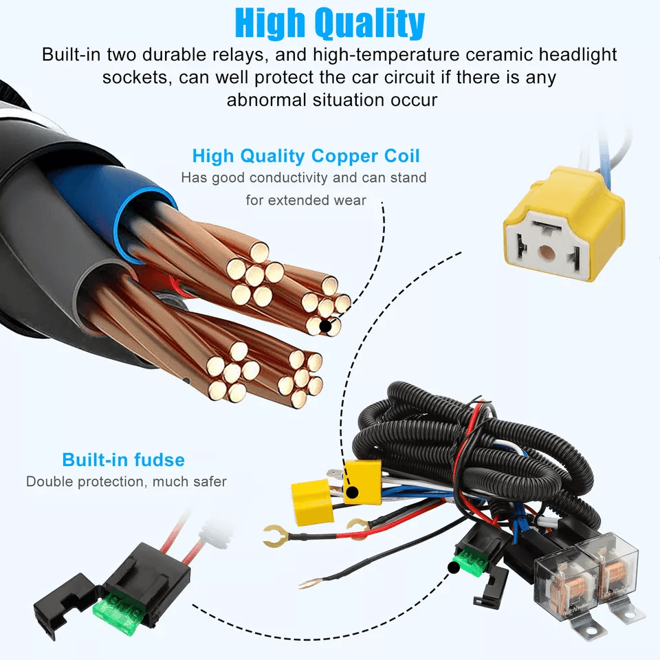 LED Headlight Relay Wiring Harness Kit 1