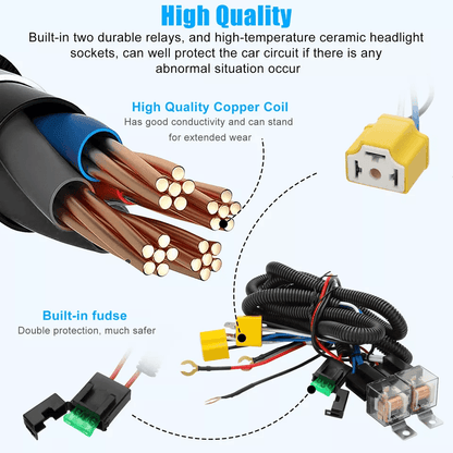 LED Headlight Relay Wiring Harness Kit 1