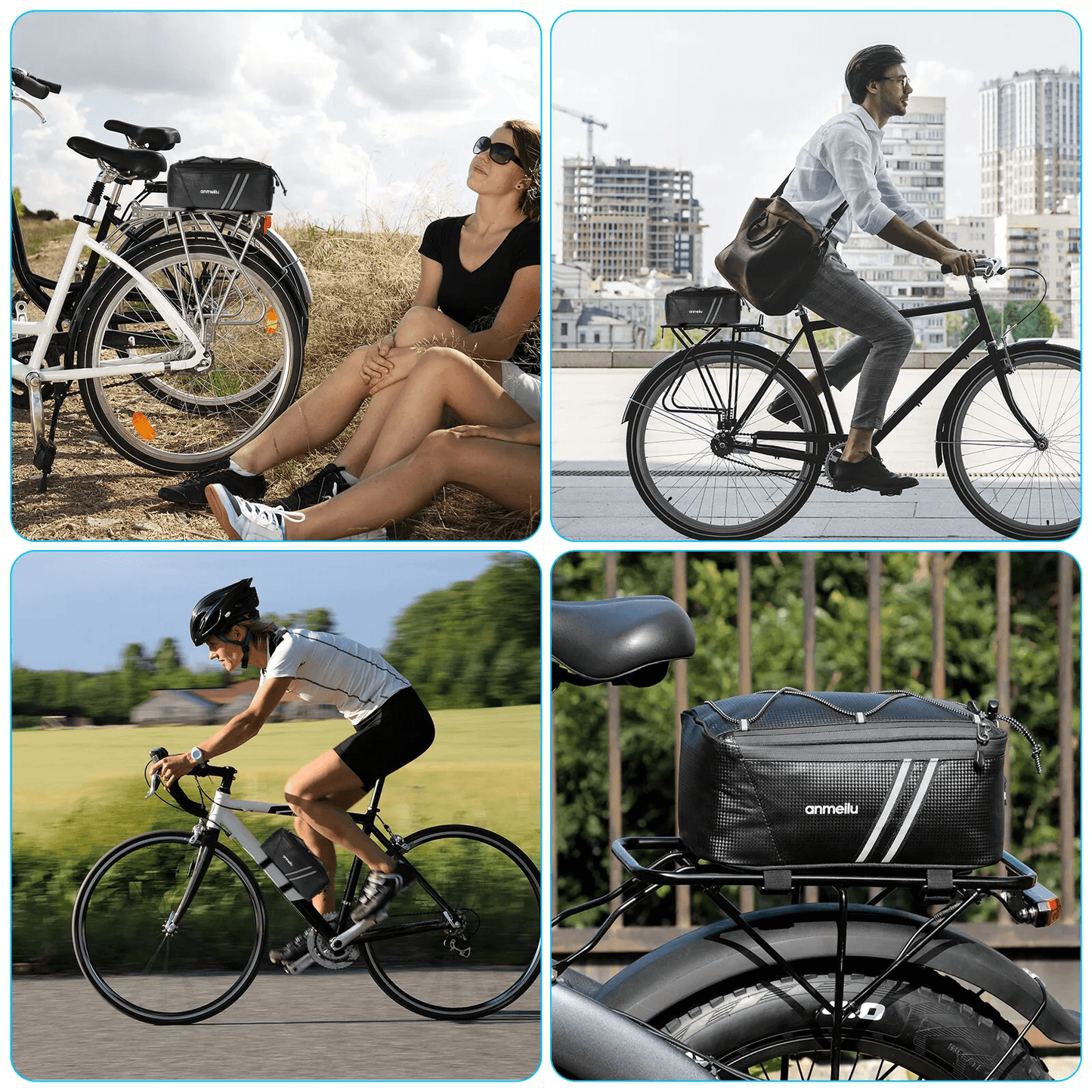 Waterproof Bike Rear Rack Bag  Durable Cycling Storage Pouch  Trunk Pannier For Commuters 5