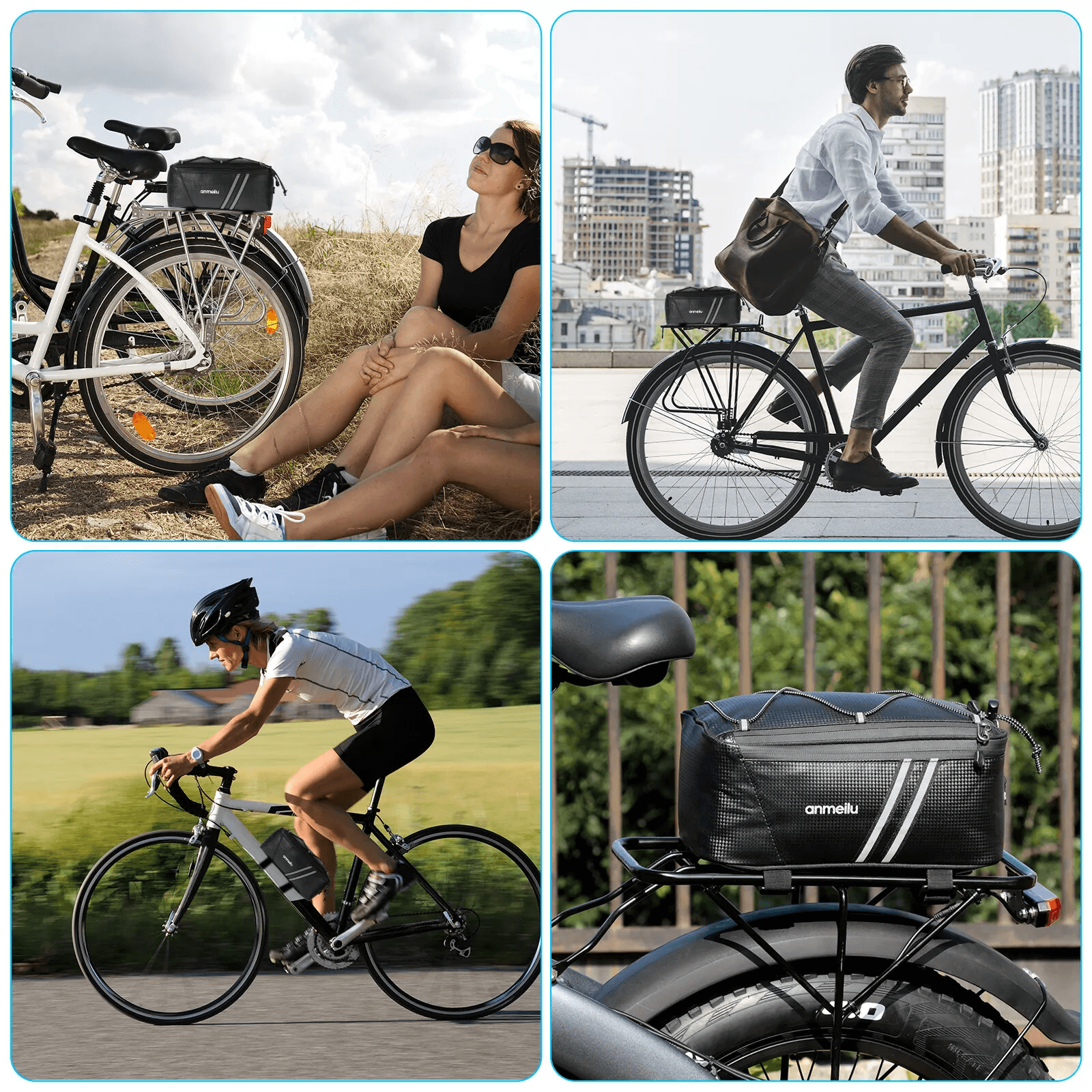 Waterproof Bike Rear Rack Bag  Durable Cycling Storage Pouch  Trunk Pannier For Commuters 5