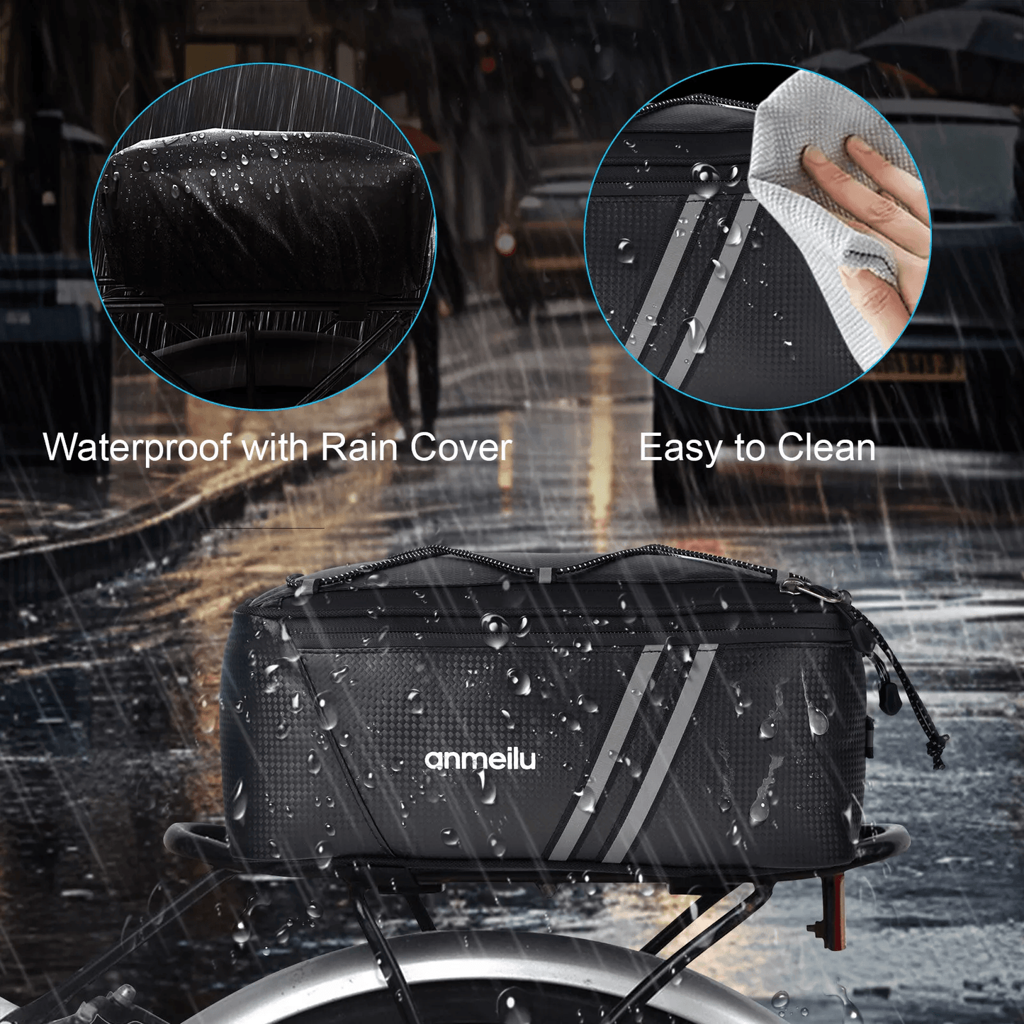 Waterproof Bike Rear Rack Bag  Durable Cycling Storage Pouch  Trunk Pannier For Commuters 1