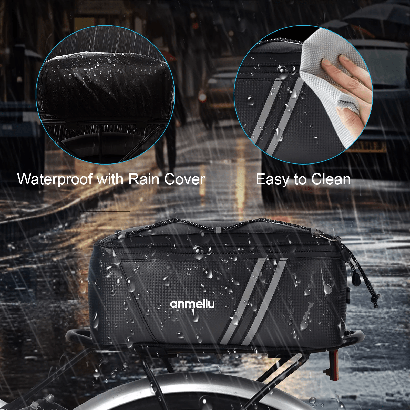 Waterproof Bike Rear Rack Bag  Durable Cycling Storage Pouch  Trunk Pannier For Commuters 1