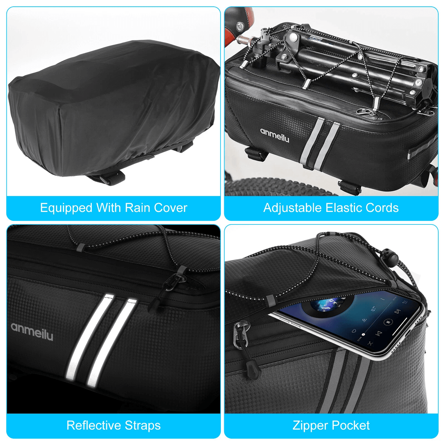 Waterproof Bike Rear Rack Bag  Durable Cycling Storage Pouch  Trunk Pannier For Commuters 4
