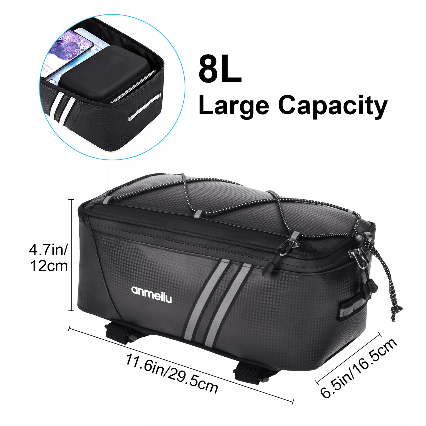 Waterproof Bike Rear Rack Bag  Durable Cycling Storage Pouch  Trunk Pannier For Commuters 3