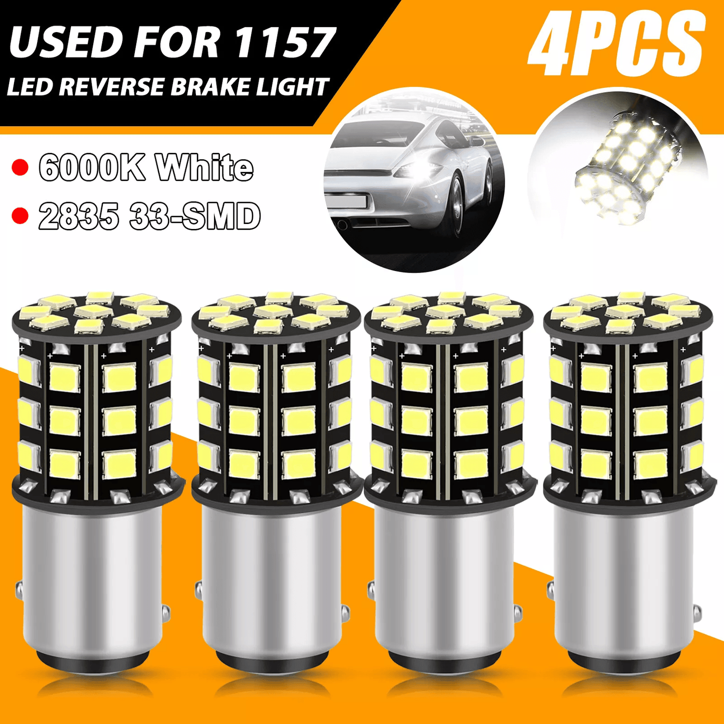 LED Tail Brake Stop Reverse Parking Turn Signal Light Bulb, Super White, High-Performance Lighting for Cars