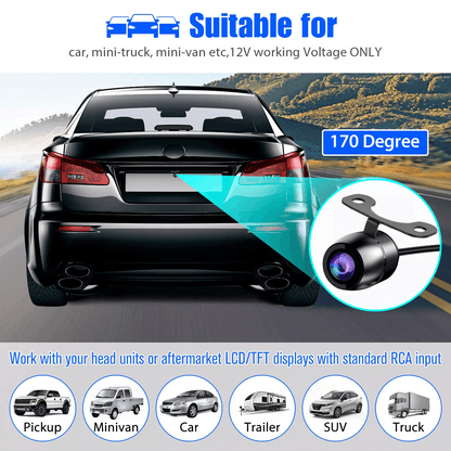 170 WideAngle HD Reverse Parking Camera With Night Vision  FrontRearSide View Backup 2