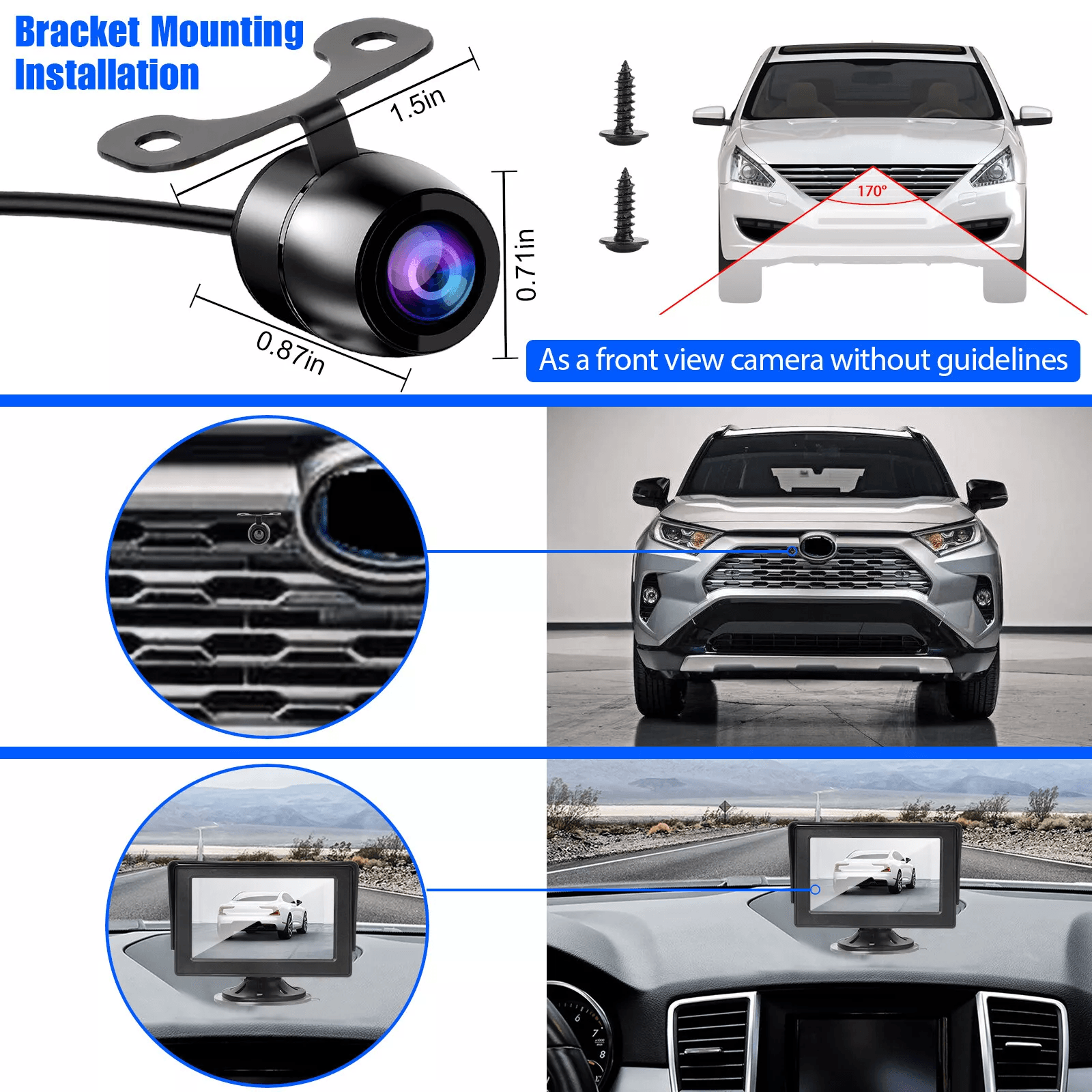 170 WideAngle HD Reverse Parking Camera With Night Vision  FrontRearSide View Backup 3