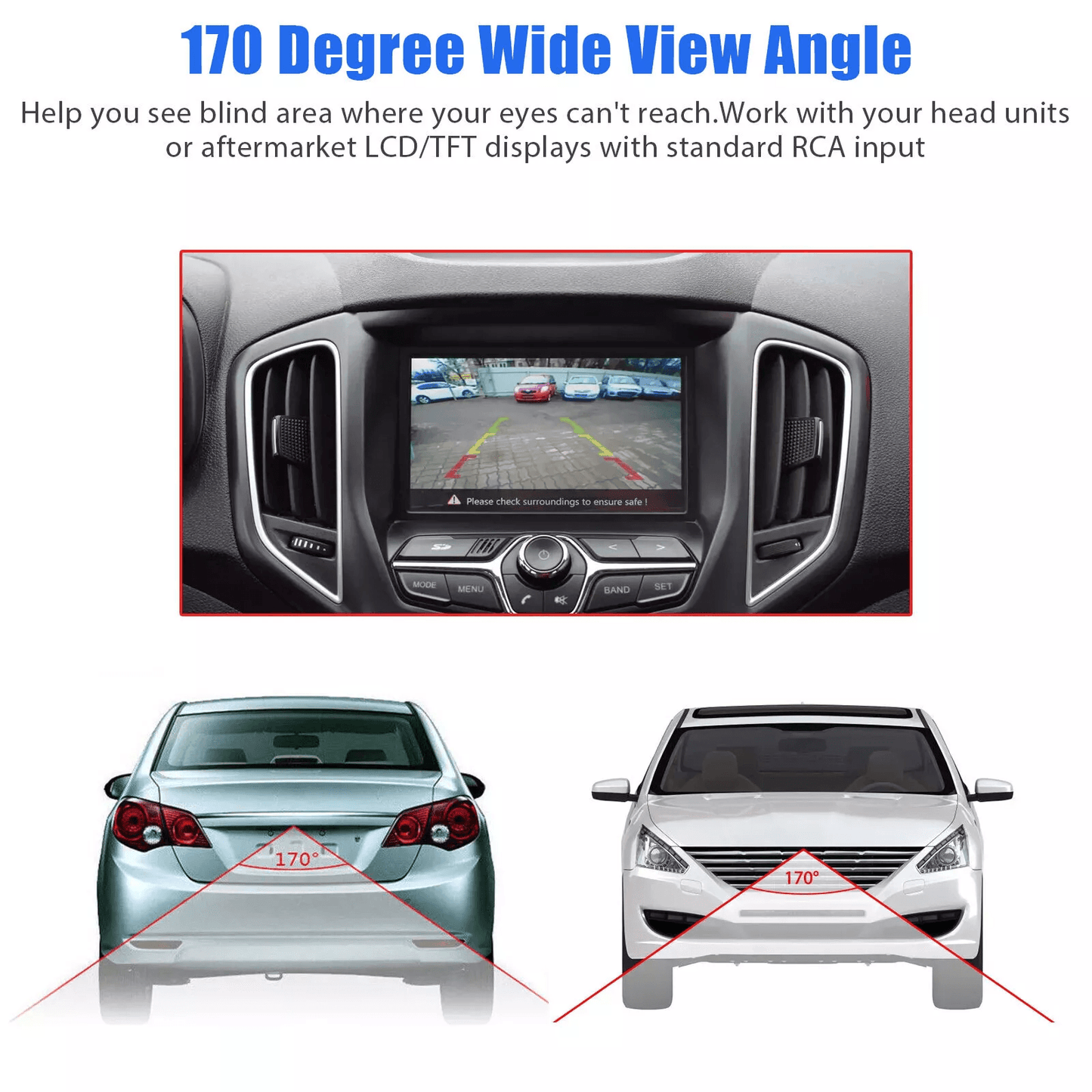 170 WideAngle HD Reverse Parking Camera With Night Vision  FrontRearSide View Backup 5