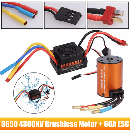 Waterproof Brushless Motor and ESC Combo Set for RC Car Truck, High Torque Pole Slot Design with Protection Feature