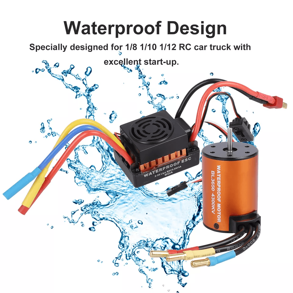 Waterproof Brushless Motor And ESC Combo Set For RC Car Truck High Torque Pole Slot Design With Pro 1