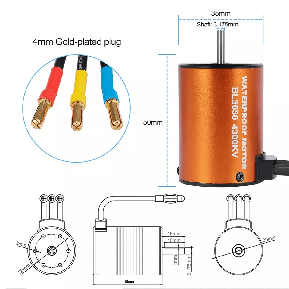 Waterproof Brushless Motor And ESC Combo Set For RC Car Truck High Torque Pole Slot Design With Pro 2