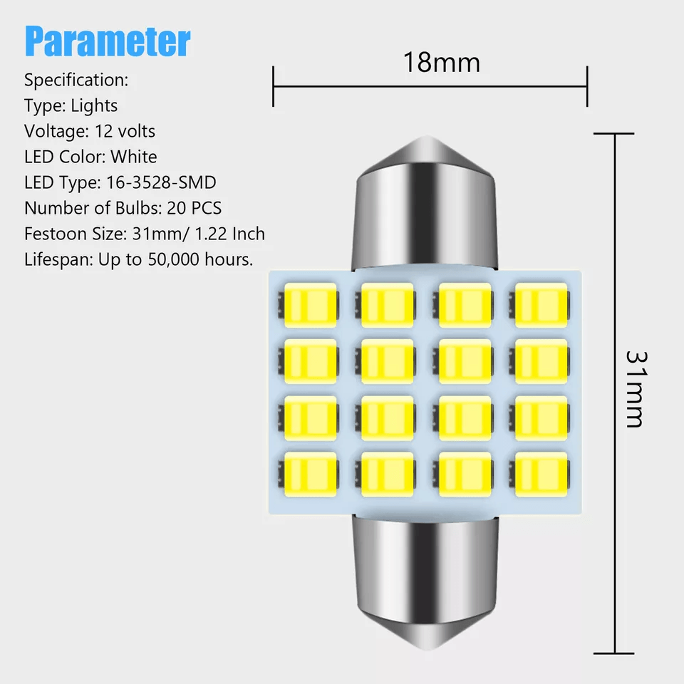Interior Map Dome Door Trunk License Plate Light Bulbs White High Quality 5