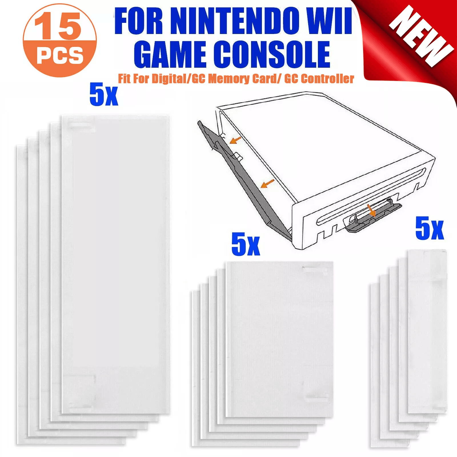Memory Card Slot Cover Replacement for Nintendo Wii Console, Durable Plastic Door Lids Kit