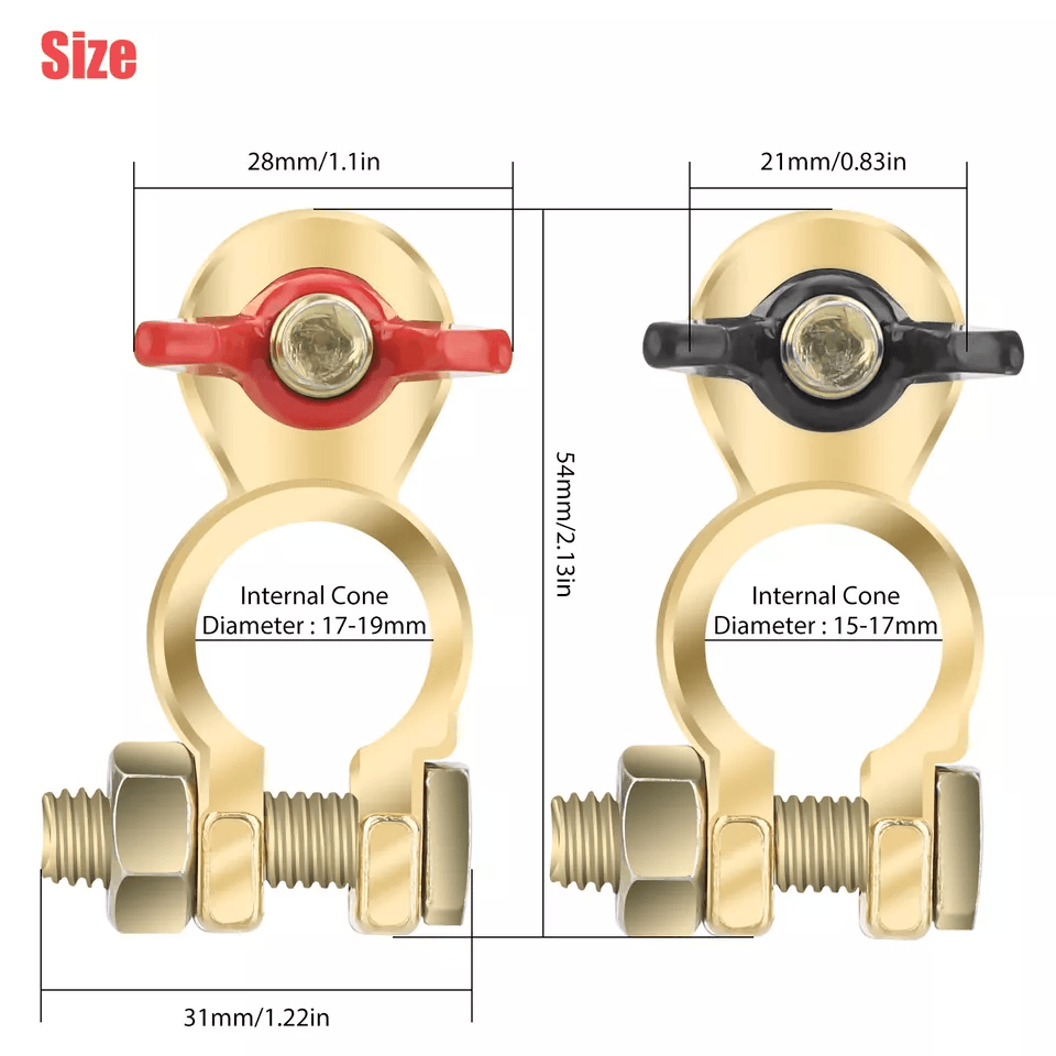 Brass Battery Terminal Positive  Negative Clamps Connectors For Marine Car Boat Truck Van Top Post  7