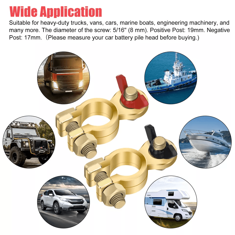 Brass Battery Terminal Positive  Negative Clamps Connectors For Marine Car Boat Truck Van Top Post  5