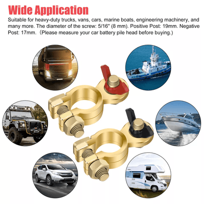 Brass Battery Terminal Positive  Negative Clamps Connectors For Marine Car Boat Truck Van Top Post  5
