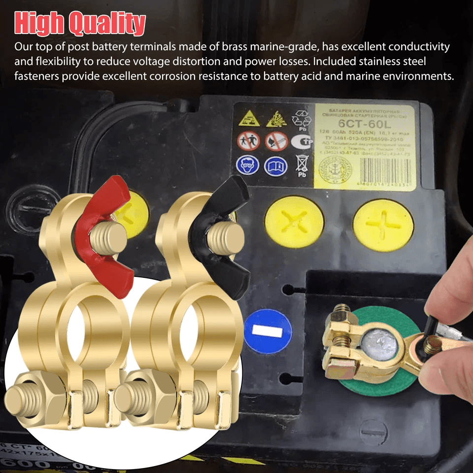 Brass Battery Terminal Positive  Negative Clamps Connectors For Marine Car Boat Truck Van Top Post  2