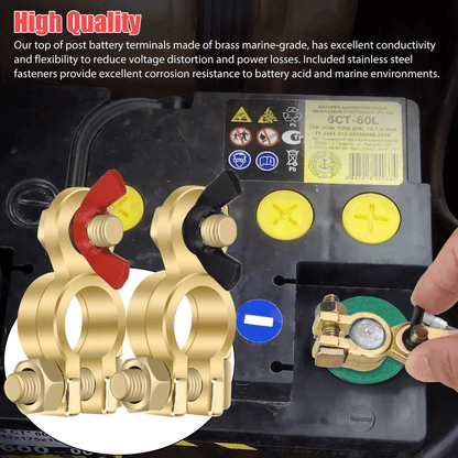 Brass Battery Terminal Positive  Negative Clamps Connectors For Marine Car Boat Truck Van Top Post  2