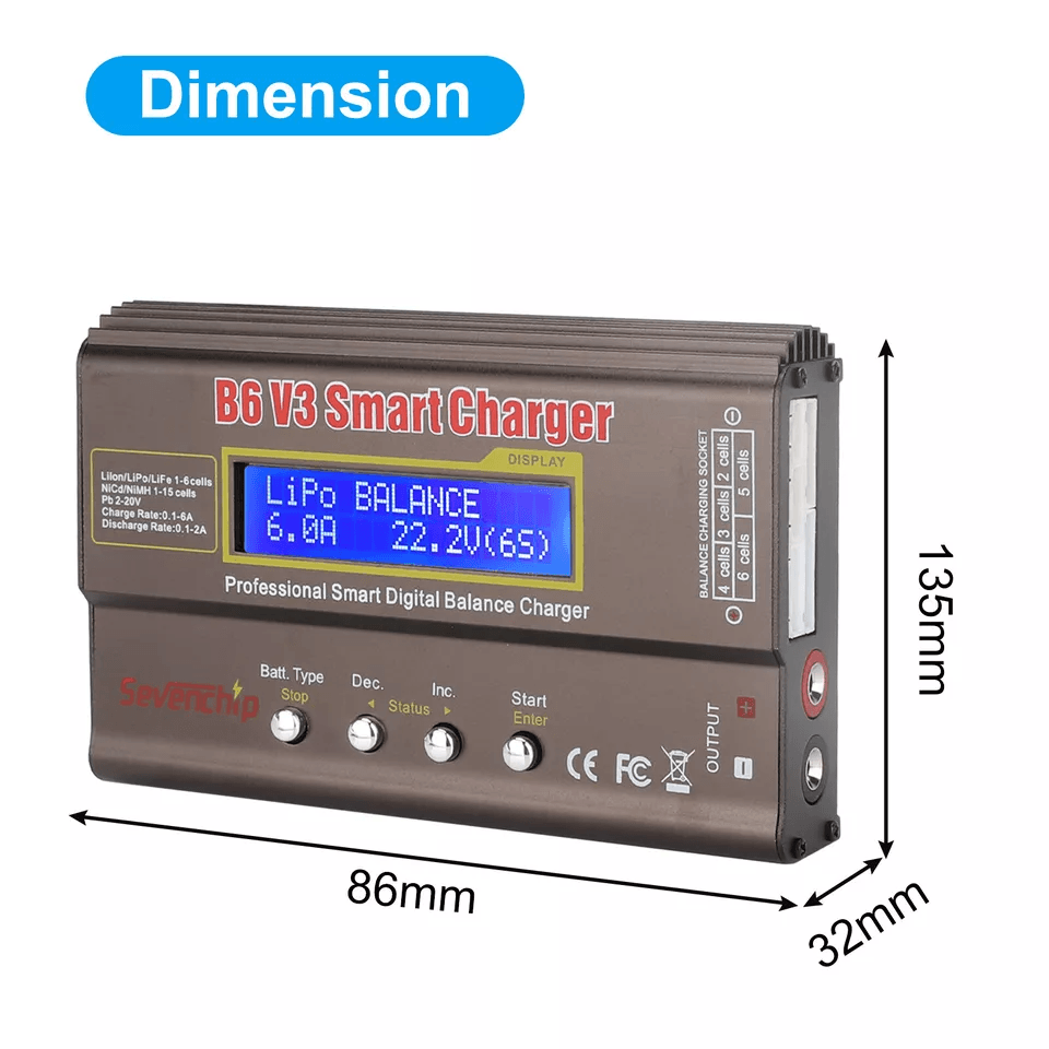 Smart LiPo Battery Balance Charger 6A Discharger For RC Cars Boats NiMH NiCd LiHV Liion Batteries W 6
