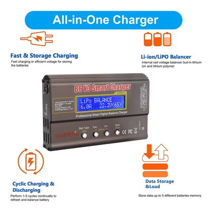 Smart LiPo Battery Balance Charger 6A Discharger For RC Cars Boats NiMH NiCd LiHV Liion Batteries W 3