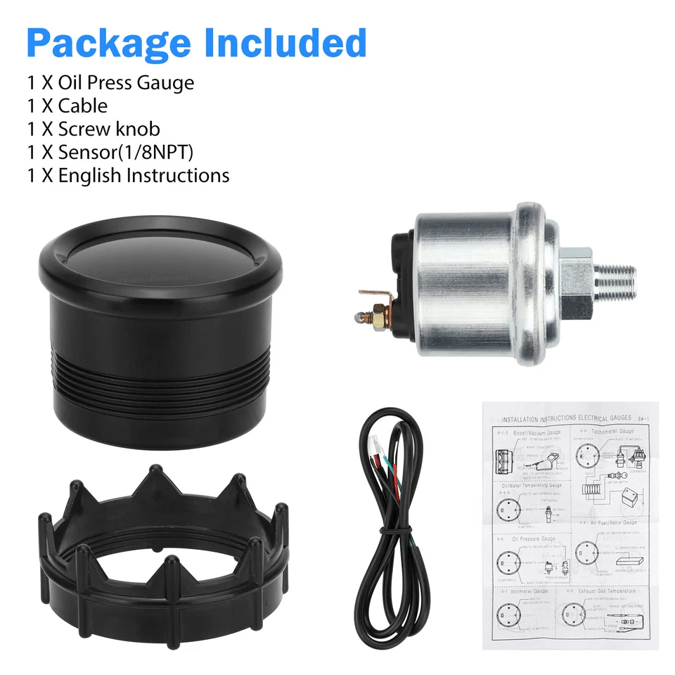 Universal LED Digital Oil Pressure Gauge Meter With Sensor Kit Car Truck Automotive High Precision  8