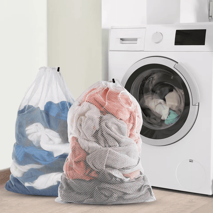 Heavy Duty Laundry Bag Large Mesh Wash Clothes With Drawstring Top Closure Durable Dirty Clothes St 5