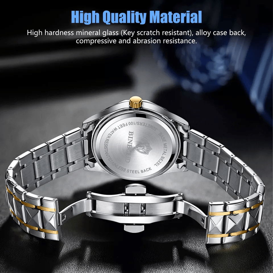 Mens Waterproof Luxury Quartz Watch Stainless Steel Luminous Dial Classic Business Style 4