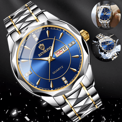 Men's Waterproof Luxury Quartz Watch, Stainless Steel, Luminous Dial, Classic Business Style