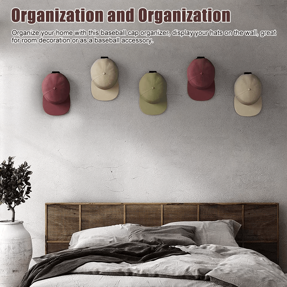 Baseball Cap Hat Rack Wall Door Hanger Holder Storage Organize Hooks Adhesive NoDrill Hat Display O 1