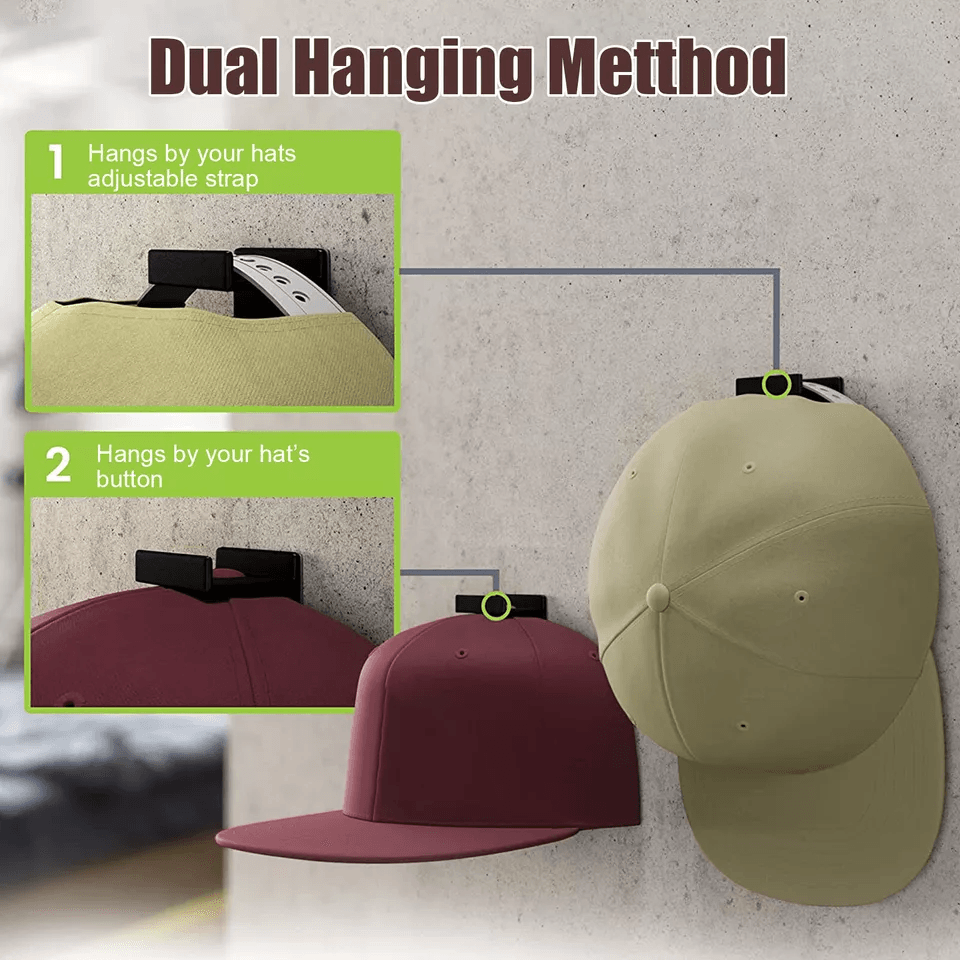 Baseball Cap Hat Rack Wall Door Hanger Holder Storage Organize Hooks Adhesive NoDrill Hat Display O 2