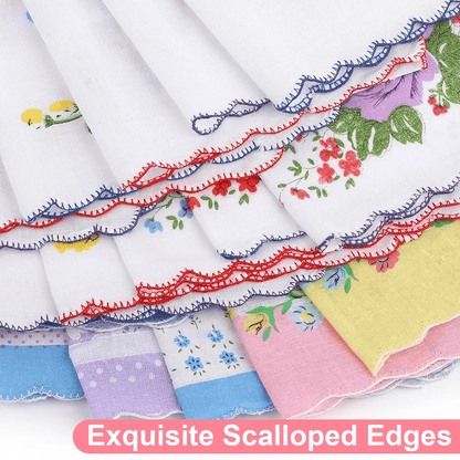 Lady Handkerchiefs Cotton Soft Pocket Square Vintage Floral Hankies For Women Reusable Handkerchief 2