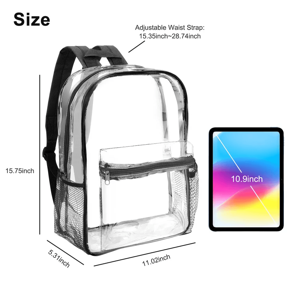 Heavy Duty Clear Backpack Waterproof Transparent Sling Bag SeeThrough Bookbag For School Work  Trav 4