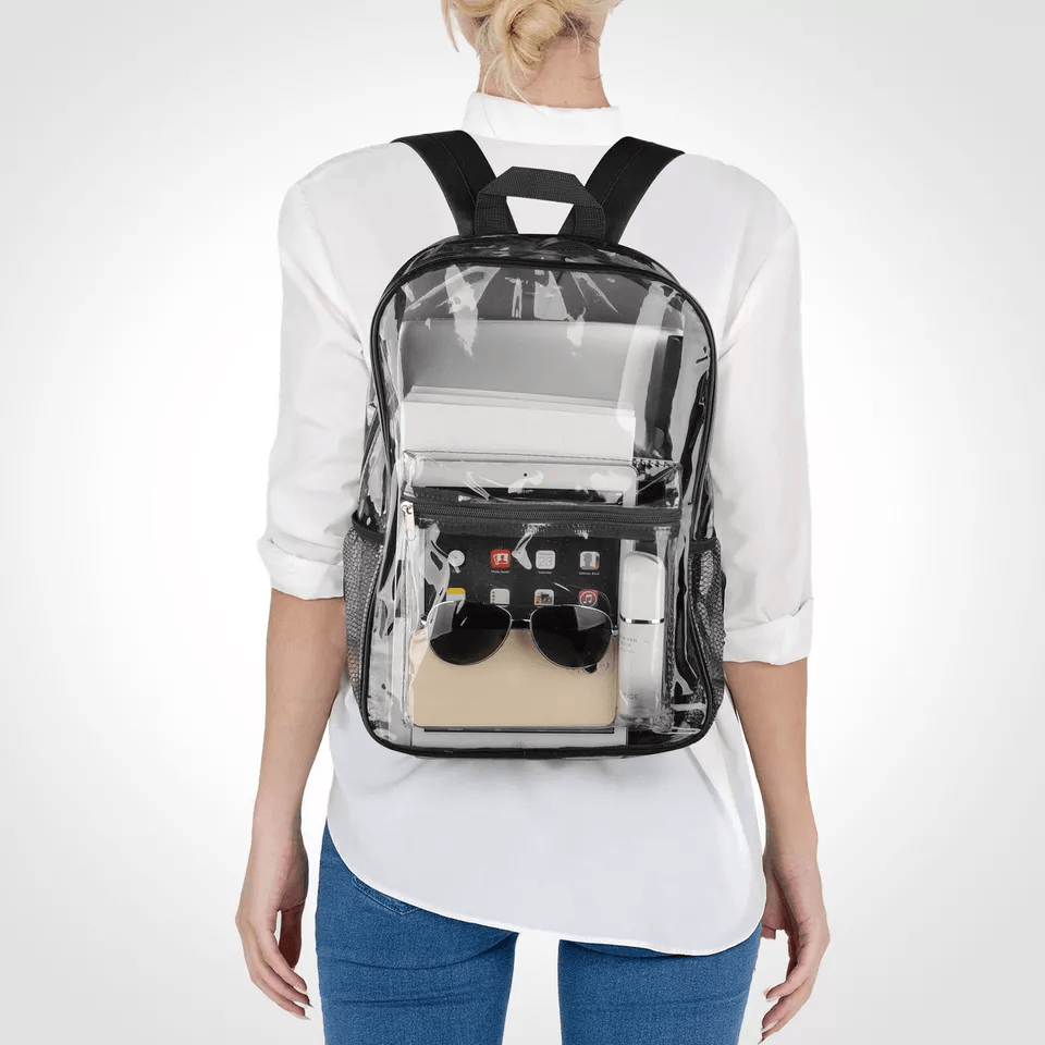 Heavy Duty Clear Backpack Waterproof Transparent Sling Bag SeeThrough Bookbag For School Work  Trav 1