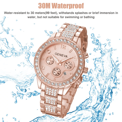 Womens Rose Gold Quartz Watch Stainless Steel Waterproof Classic Business Gift 4