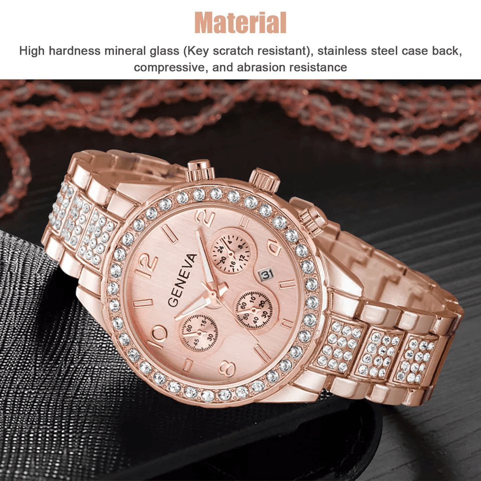 Womens Rose Gold Quartz Watch Stainless Steel Waterproof Classic Business Gift 2