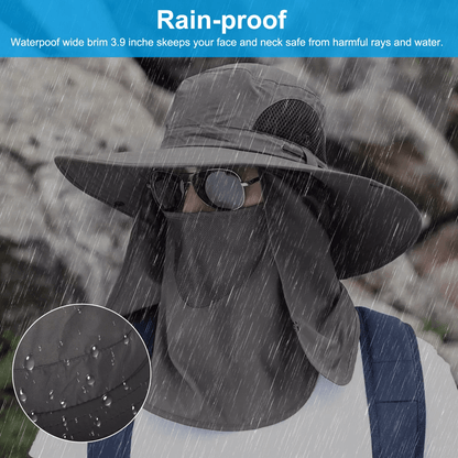 Outdoor Wide Brim Sun Hat UV Protection Neck Flap Hiking Fishing Travel Cap For Men Women 2