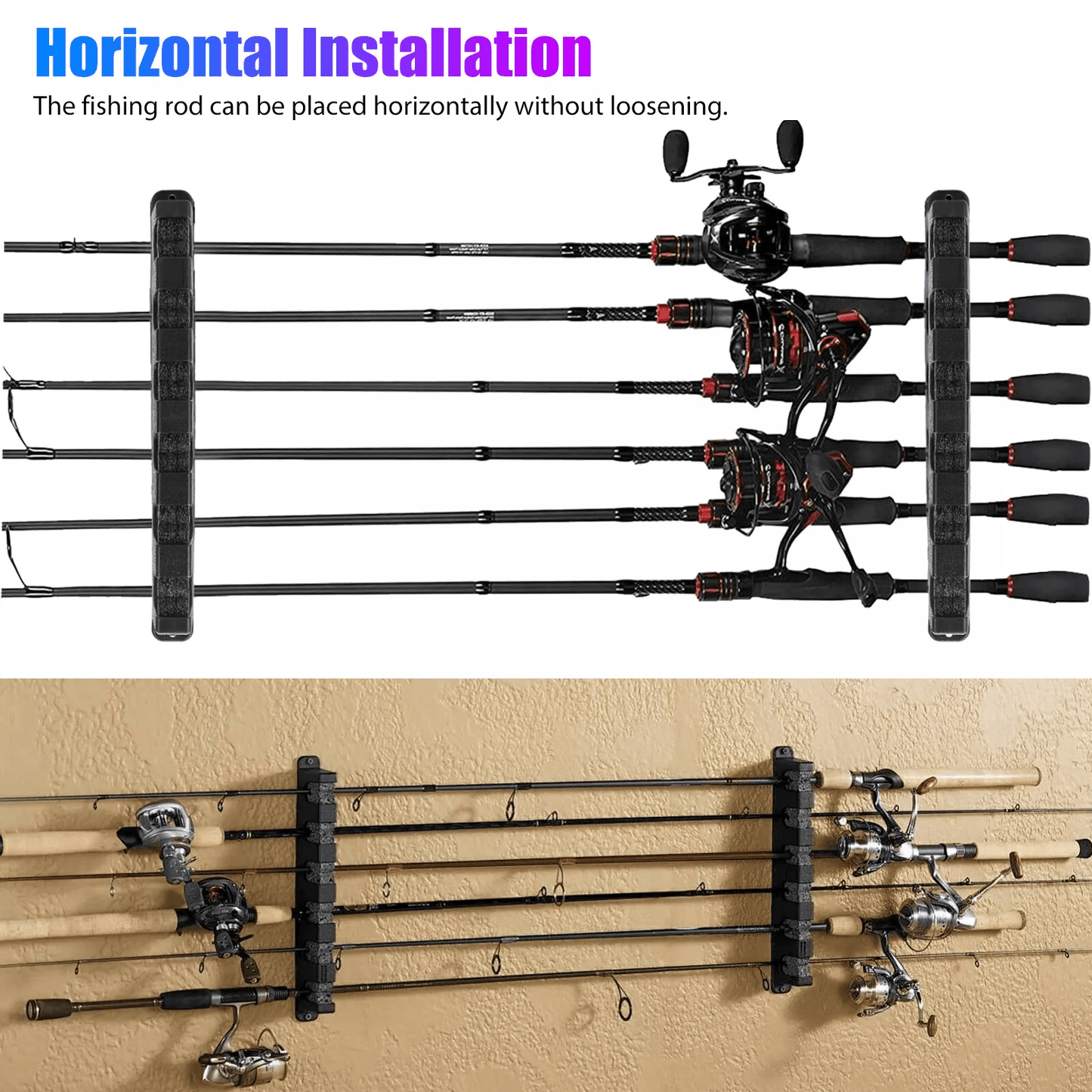 Horizontal Boat Fishing Rack Wall Mount Vertical Pole Holder Stand Storage 1