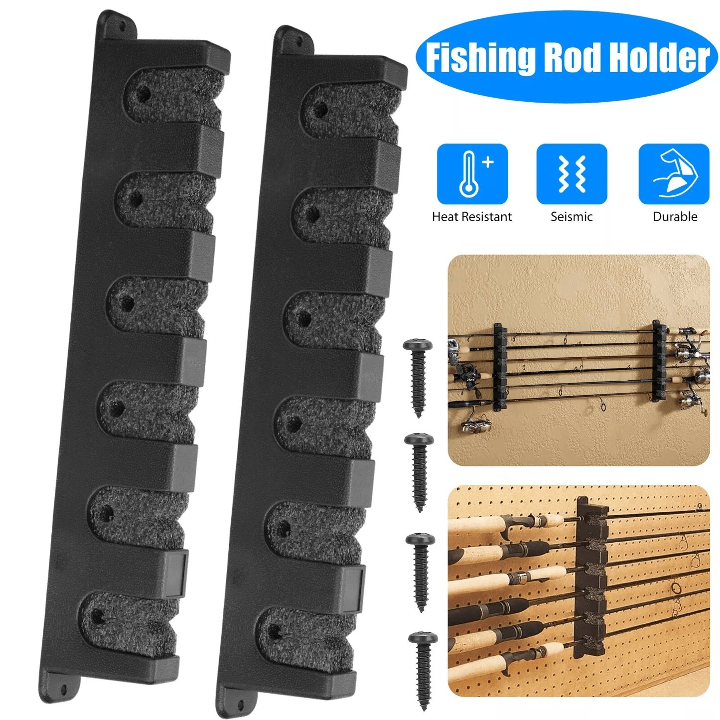 Horizontal Boat Fishing Rack, Wall Mount Vertical Pole Holder Stand Storage