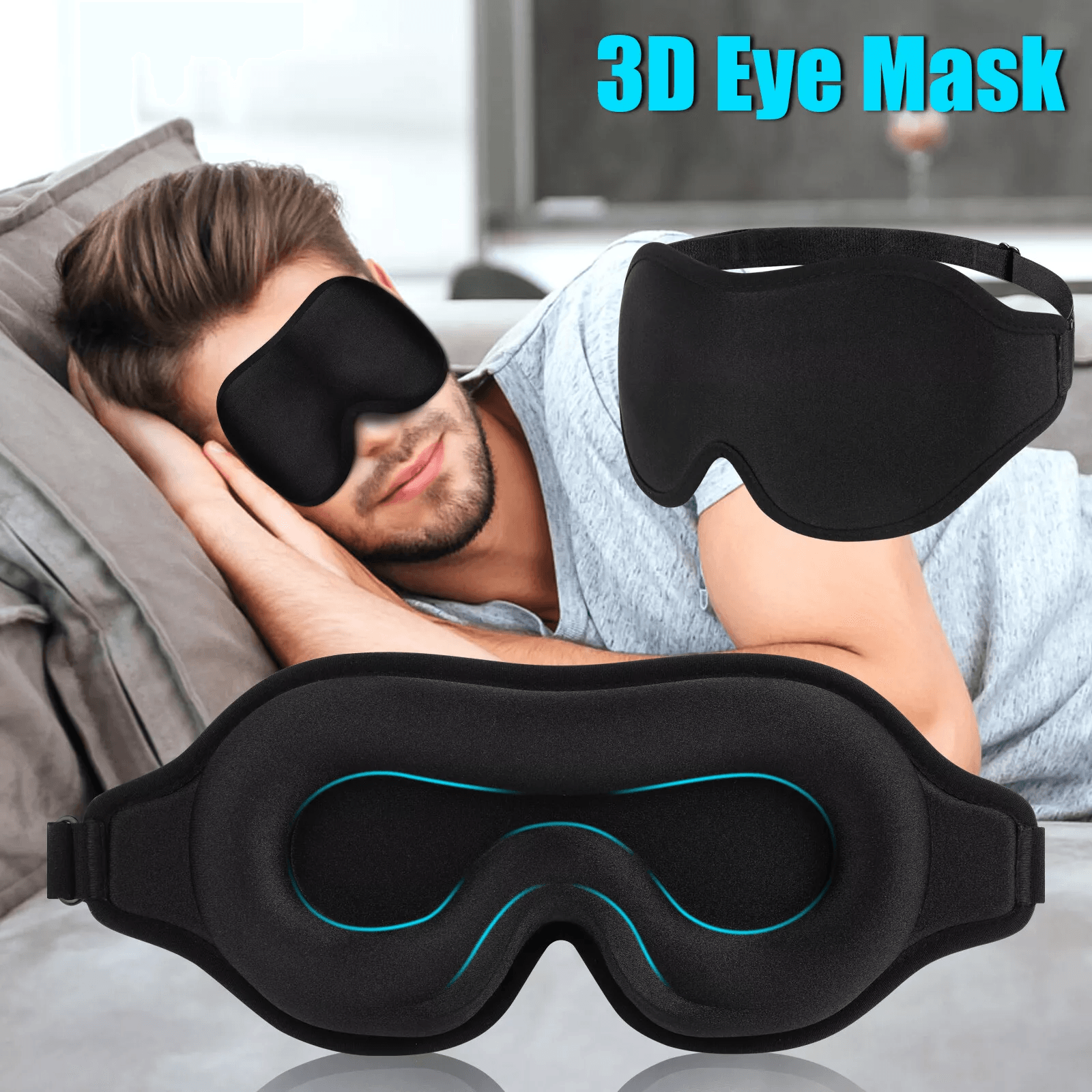 Travel Silk Eye Mask Sleeping Soft Padded Shade Cover Rest Relax Blindfold with Contour Design Adjustable for Sleep