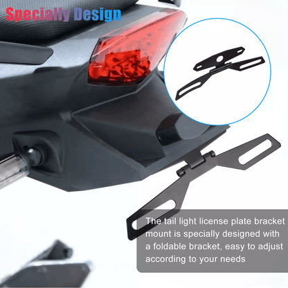 Universal Motorcycle Folding License Plate Bracket Tail Light Holder Mount Rear Adjustable For Moto 5