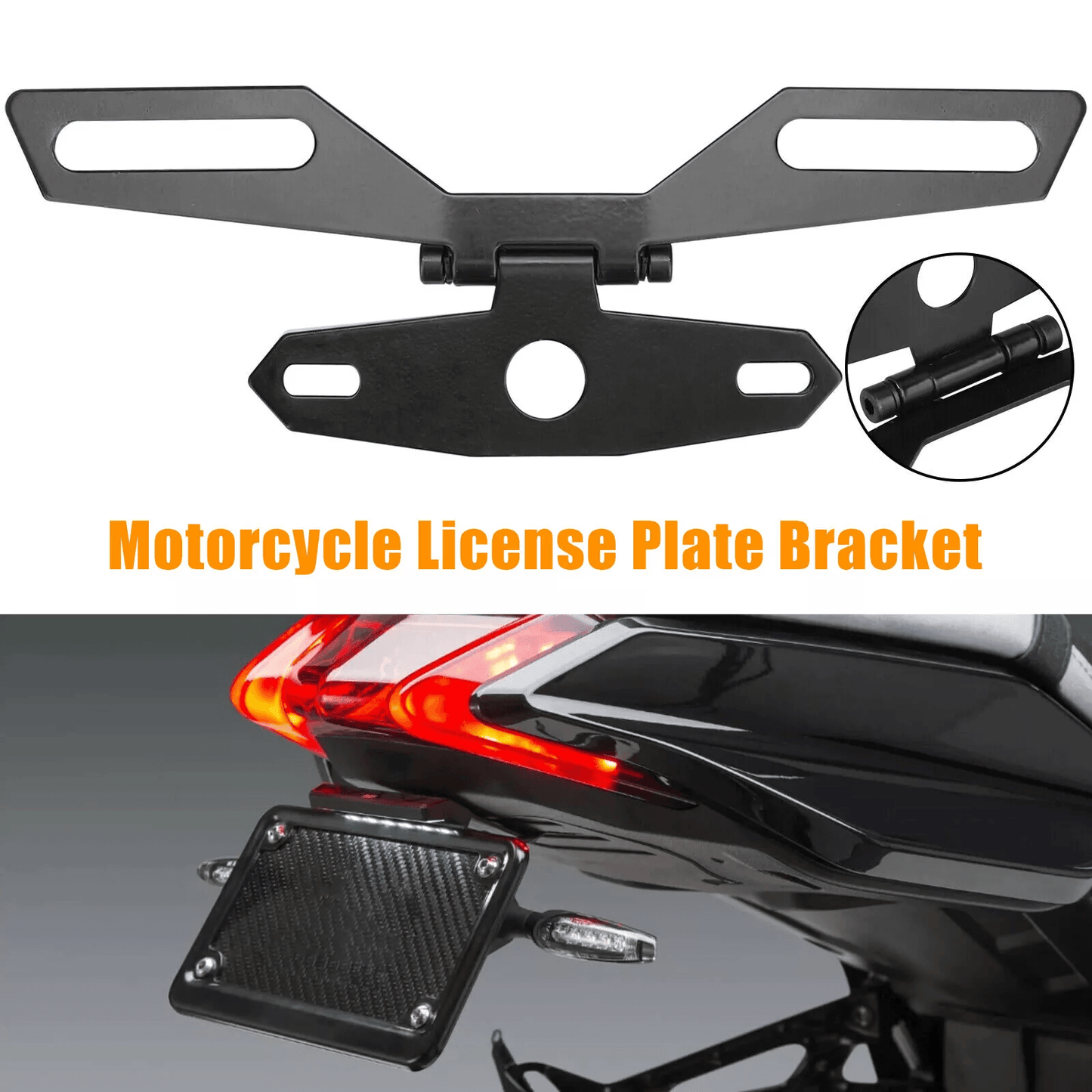 Universal Motorcycle Folding License Plate Bracket Tail Light Holder Mount, Rear, Adjustable for Motorcycles & ATVs