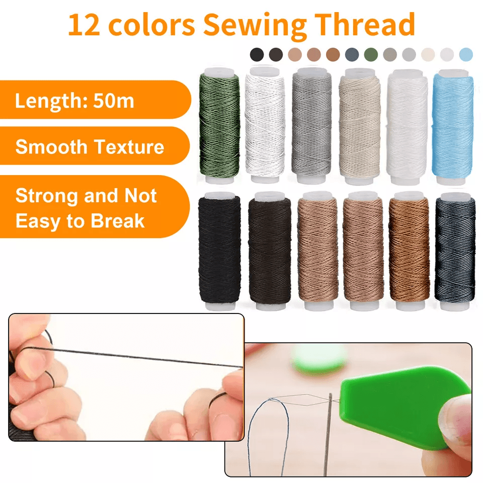 48Pcs Leather Thread Stitching Needles and Awl Hand Tools Kit for DIY Sewing Craft, Leather Repair, and Handmade Project