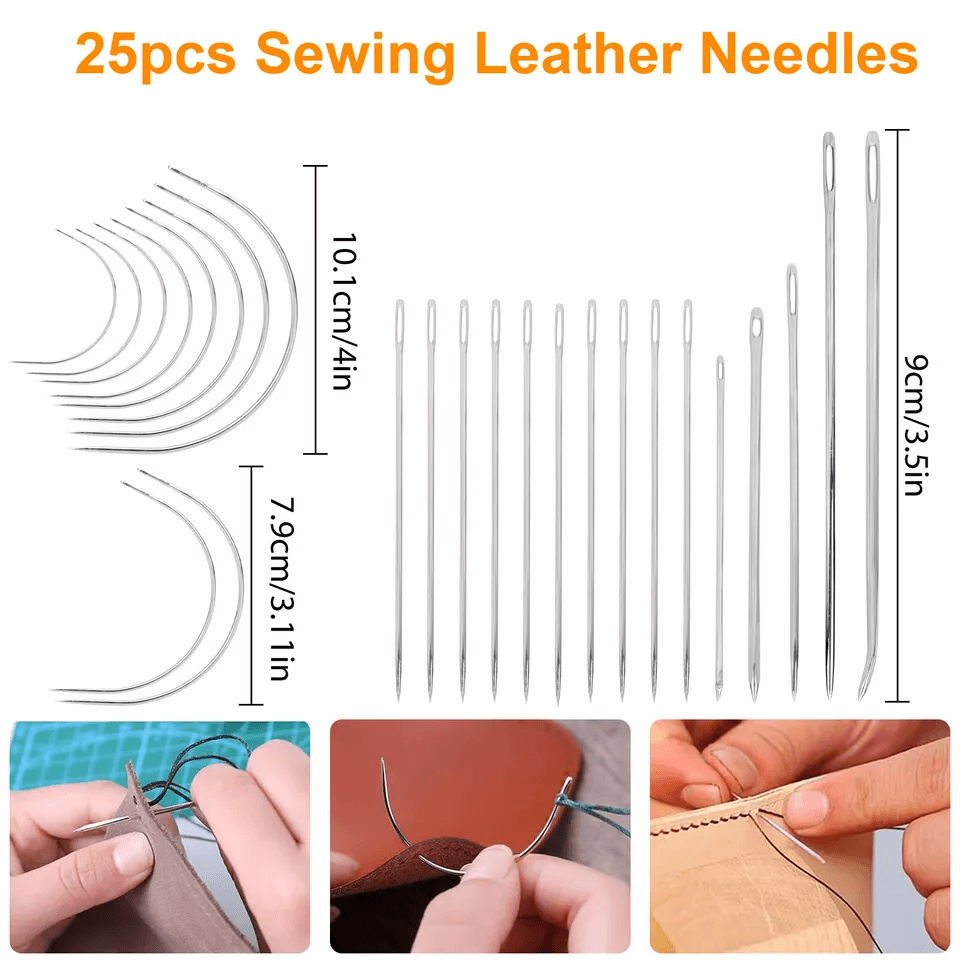 48Pcs Leather Thread Stitching Needles And Awl Hand Tools Kit For DIY Sewing Craft Leather Repair A 5