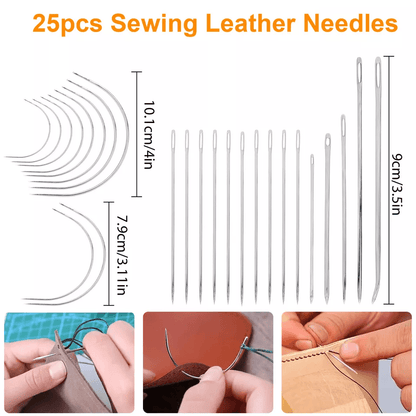 48Pcs Leather Thread Stitching Needles And Awl Hand Tools Kit For DIY Sewing Craft Leather Repair A 5