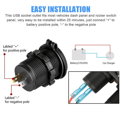 Dual USB Charger Car Cigarette Lighter Socket Plug Panel For Car Truck RV Motorcycle 7