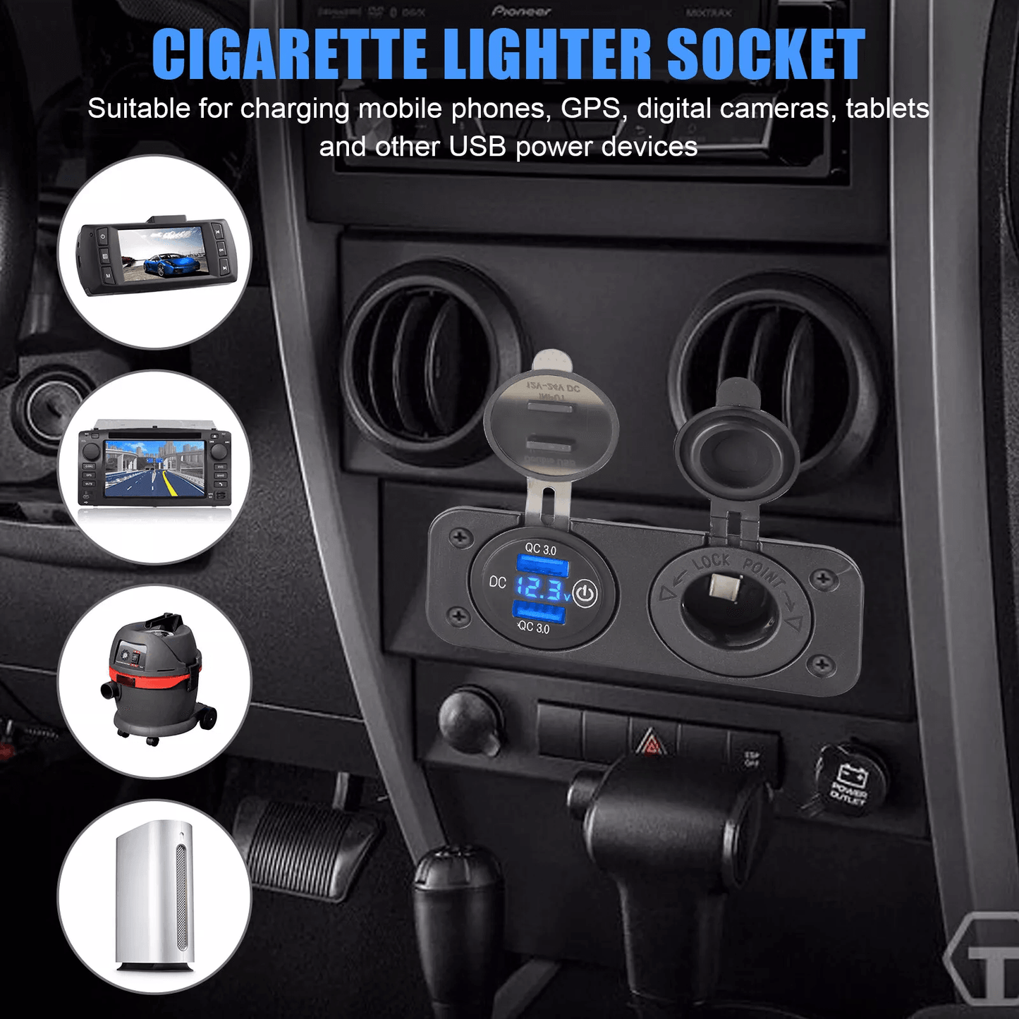 Dual USB Charger Car Cigarette Lighter Socket Plug Panel For Car Truck RV Motorcycle 6