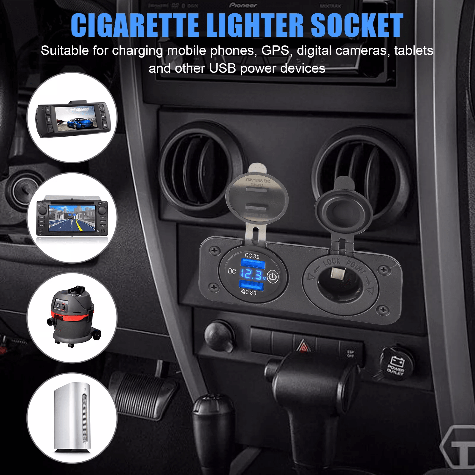 Dual USB Charger Car Cigarette Lighter Socket Plug Panel For Car Truck RV Motorcycle 6
