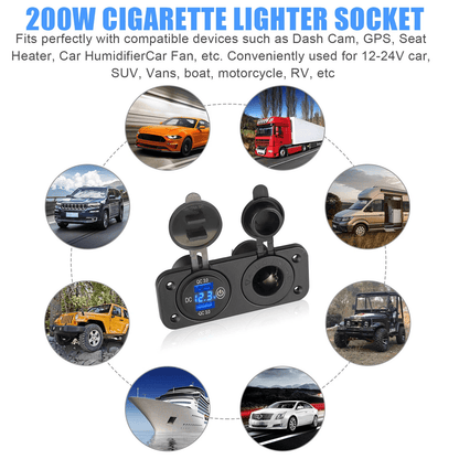 Dual USB Charger Car Cigarette Lighter Socket Plug Panel For Car Truck RV Motorcycle 3