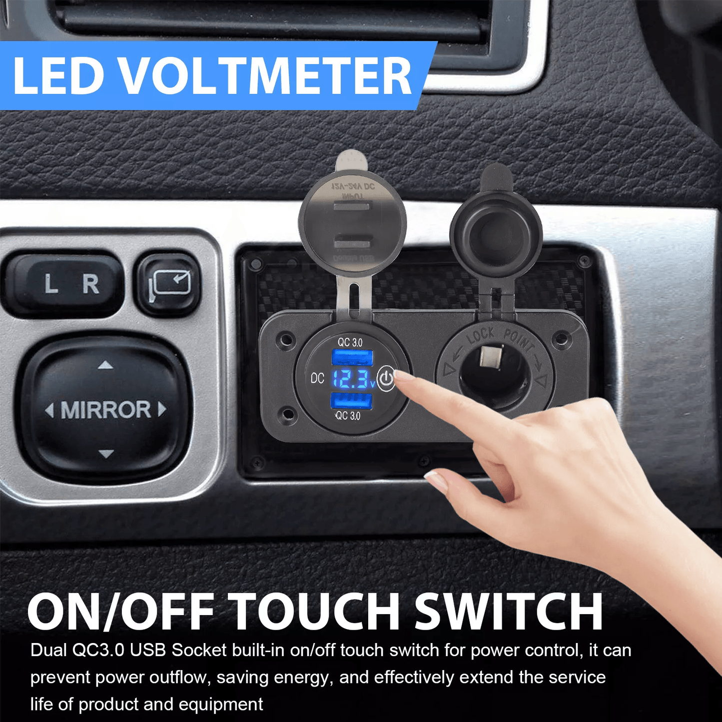 Dual USB Charger Car Cigarette Lighter Socket Plug Panel For Car Truck RV Motorcycle 1
